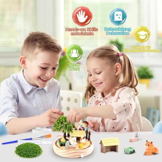 Dislocati Bauernhof Nachtlicht-Set für Mädchen ab 4-10 Jahre, Rot, Miniatur-Bauernhof-Spielzeug, Kinder, Mädchen 4-10 Jahre Geschenke