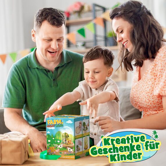 Dislocati Bauernhof Nachtlicht-Set für Mädchen ab 4-10 Jahre, Rot, Miniatur-Bauernhof-Spielzeug, Kinder, Mädchen 4-10 Jahre Geschenke
