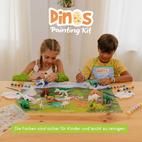 BONNYCO Dinosaurier Spielzeug Malset 16 Figuren. Dino Bastelset Kinder Spielzeug sie leuchten im Dunkeln. Dinosaurier Basteln, Geschenke für Kinder 3 4 5 6 7 8 9 10 Jahre Geburtstag, Weihnachten