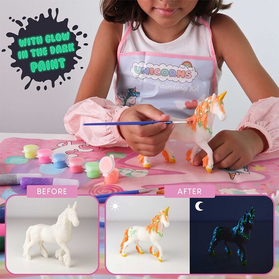 BONNYCO Einhorn Geschenk für Mädchen Malset 18, Bastelset Kinder mit Dunkeln Leuchtender Farbe. Mädchen Spielzeug, Kreatives Geschenke für Kinder. Basteln Einhorn Spielzeug, Geburtstag Weihnachten