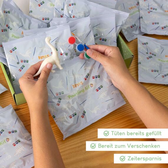 BONNYCO Dinosaurier Mitgebsel Kindergeburtstag, Malset 16 Stück Mitbringsel Kindergeburtstag Gastgeschenke. Kleine Geschenke für Kinder, Dino Pinata Füllung. Give Aways, Basteln für Kinder Jungen