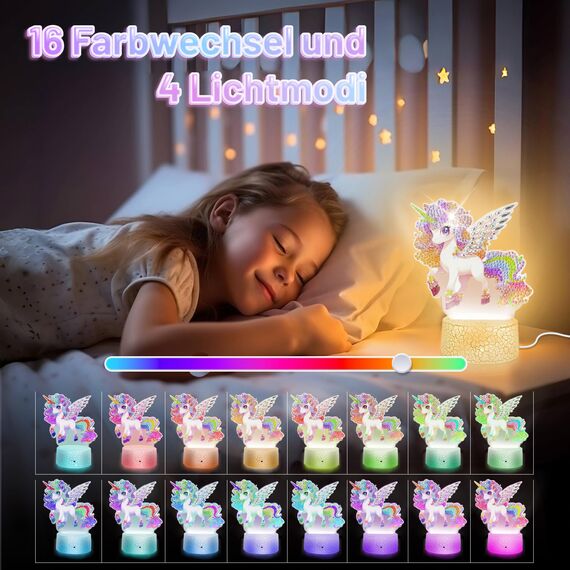 Einhorn Geschenke für Mädchen 5 6 7 8 9 Jahre: Basteln Mädchen 7 8 9 10 Jahre Diamond Painting Nachtlicht Bastelset Kinder ab 6 8 10 Jahren Spielzeug Kinder 5-12 Jahr Coole Geschenkideen Zimmer Deko