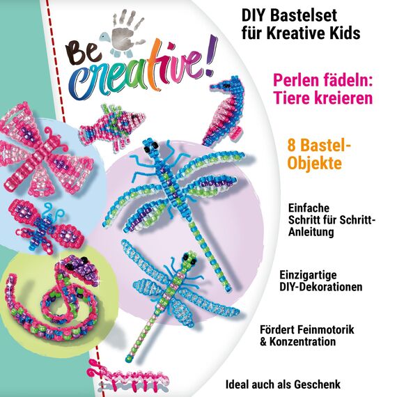 Ravensburger BeCreative Pearl Animals - Bastelset für Kinder ab 6 Jahre, Perlentiere basteln für Mädchen und Jungen - Perlen Set - 18247 - Geburtstagsgeschenke, Deko selber basteln