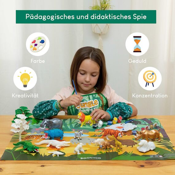 BONNYCO Tiere Spielzeug Malset 16 Figuren, Dschungel Bastelset Kinder Spielzeug sie leuchten im Dunkeln. Tieren Basteln Geschenke für Kinder Junge 3 4 5 6 7 8 9 10 Jahre Geburtstag, Weihnachten