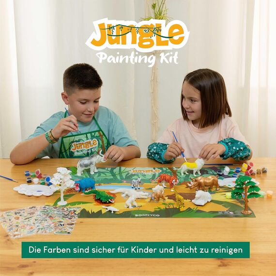 BONNYCO Tiere Spielzeug Malset 16 Figuren, Dschungel Bastelset Kinder Spielzeug sie leuchten im Dunkeln. Tieren Basteln Geschenke für Kinder Junge 3 4 5 6 7 8 9 10 Jahre Geburtstag, Weihnachten