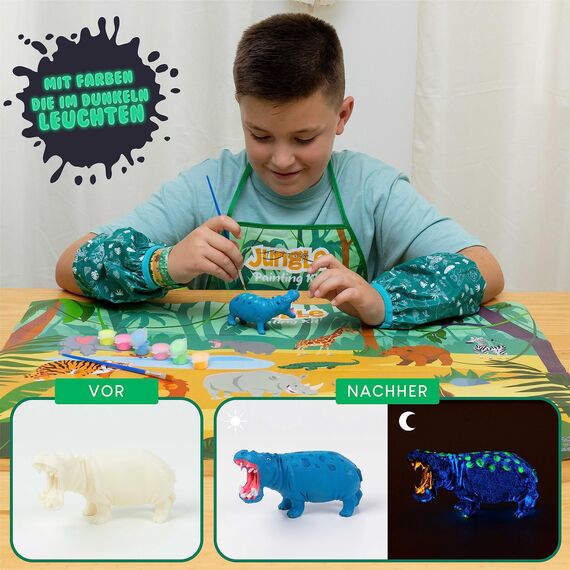 BONNYCO Tiere Spielzeug Malset 16 Figuren, Dschungel Bastelset Kinder Spielzeug sie leuchten im Dunkeln. Tieren Basteln Geschenke für Kinder Junge 3 4 5 6 7 8 9 10 Jahre Geburtstag, Weihnachten