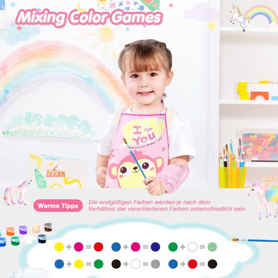 Lekebaby Einhorn Geschenk für Mädchen 4 5 6 7 8 Jahre, Einhörner Malset für Kinder mit 12 Einhörner, Bastelset Kinder Mädchen Geschenke Geburtstag, Einhorn Spielzeug