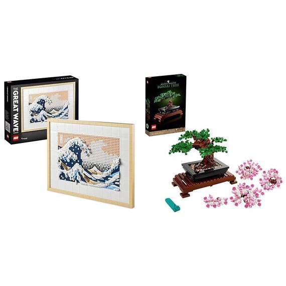 LEGO 31208 Art Hokusai – Große Welle & 10281 Icons Bonsai Baum, Kunstpflanzen-Set zum Basteln für Erwachsene, Zimmerdeko, Geschenkidee, Botanik-Kollektion, Home Deko