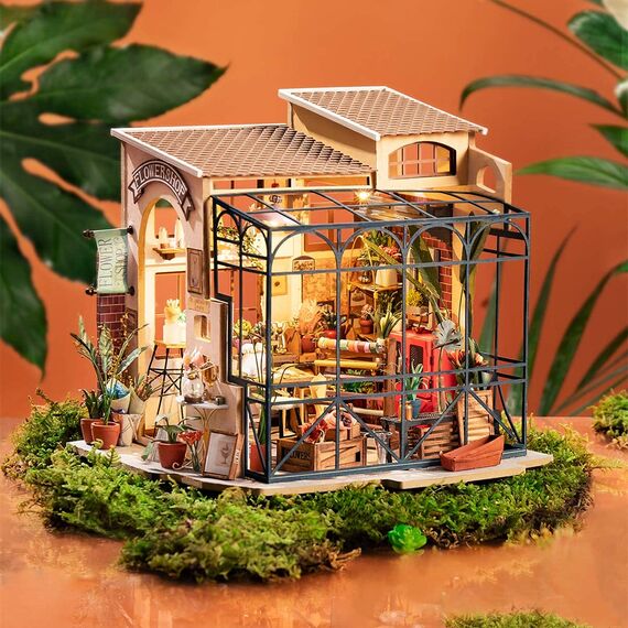 Rolife Mini DIY Handwerk Puppenhaus Kit Blumenladen Modell Puppenhaus Spielzeug Set Erwachsene Teenager Gebäude Puzzle Geburtstagsgeschenk