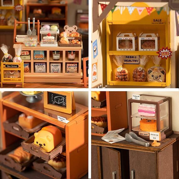 ROWOOD DIY Miniatur Haus Backhaus Puppenhaus | DIY Mini Holz Haus Modellbausatz | Bastelset Geburtstag Geschenke für Erwachsene Frauen Mädchen