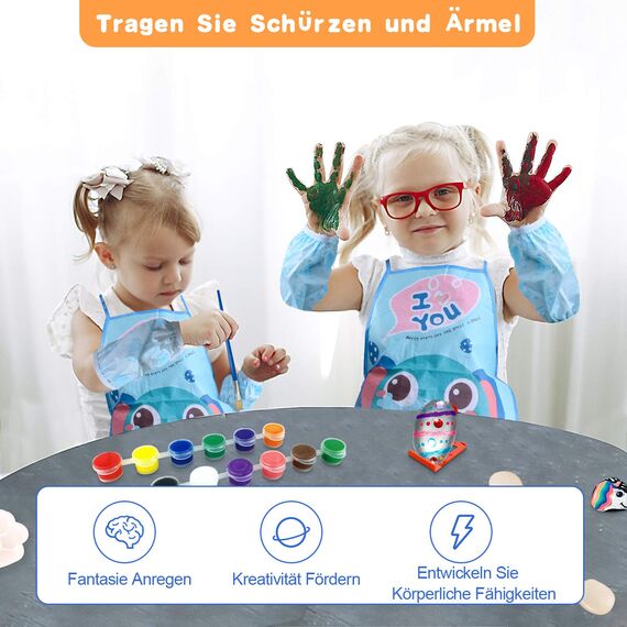 Lekebaby Steine Bemalen Set, Bastelset Für Kinder, Kreatives Malset Geschenk Spielzeug für Mädchen Jungen 3-12 Jahre