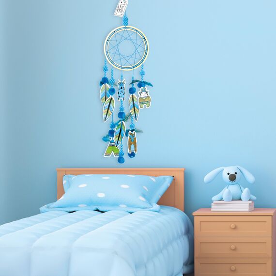 Creanino Traumfänger Bastelset für Kinder | Dream Catcher Kit | Basteln für Jungs | Traumfänger Junge (Blau)