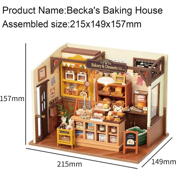 ROWOOD DIY Miniatur Haus Backhaus Puppenhaus | DIY Mini Holz Haus Modellbausatz | Bastelset Geburtstag Geschenke für Erwachsene Frauen Mädchen