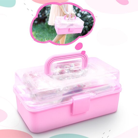 LINAYE 3000+Pcs Bastelset für Kinder Bastelbox Bastelmaterial Set,Bastelkoffer Gehören Pompons,Pfeifenreiniger,Scrapbooking Basteln Kinder Alter 4 bis 10 Geschenk für Junge Mädchen Bastelbedarf Rosa