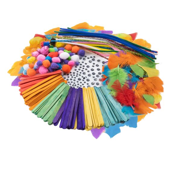 Grafix Bastelsachen Set für Kinder | Basic Craft Bastelset | Bastelmaterial | Bastelbox | Kinderbastellset für Jungen und Mädchen | Kids Giant Craft Box