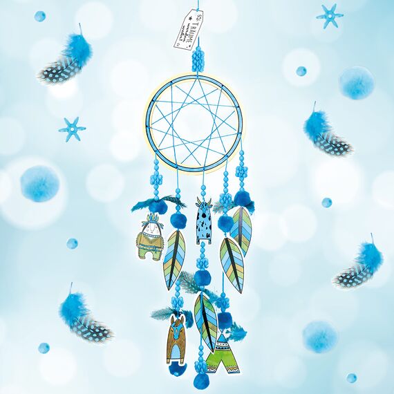 Creanino Traumfänger Bastelset für Kinder | Dream Catcher Kit | Basteln für Jungs | Traumfänger Junge (Blau)