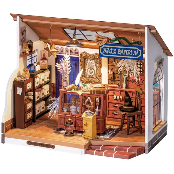 RoWood DIY Miniatur Haus Puppenhaus mit Licht, DIY Mini Holz Haus Modell Set, Bastelset Geburtstag Geschenke für Erwachsene Frauen Mädchen - Kikis Magisches Emporium