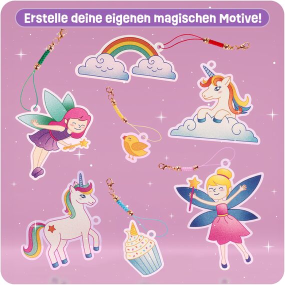 Smowo® 10 Schrumpffolien mit Einhorn Motiven & Schlüsselanhängern - Zauberhaftes Bastelset für Mädchen - Schrumpfende Plastikfolien mit 100 schönen Designs
