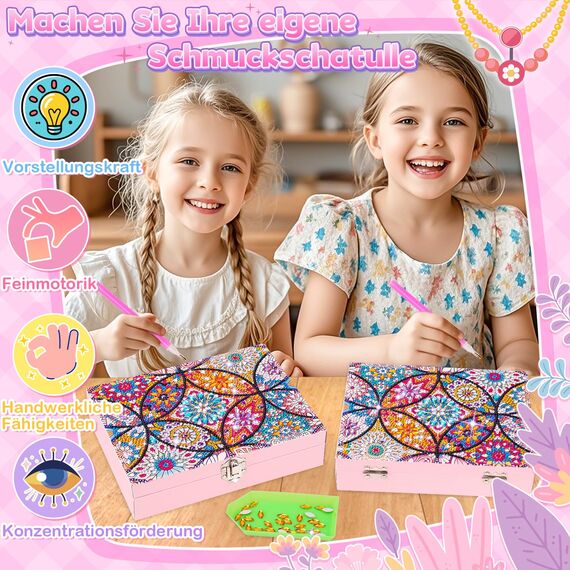 Geschenk Mädchen 5-6-7-8-9 Jahre: Basteln Mädchen 5 6 7 8 9 10 Jahre Diamond Painting Schmuckkästchen Bastelset Kinder Spielzeug ab 6-10 Jahre Mandala Geschenke für Madchen Geburtstag Geschenkideen