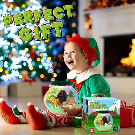 Dinosaurier Spielzeug, DIY Dinosaurier Terrarium Set mit Timing Fernbedienung und farbigen Lichtern, Nachtlicht Selber Basteln Kinder, Wissenschaftliche Bastelsets, Weihnachten Geschenke für Jungen