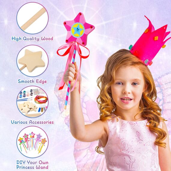 Atoylink Bastelset Kinder Mädchen, 12 Stück Prinzessin Zauberstab Basteln Zubehör Mädchen Party Mitgebsel Prinzessin Basteln Kindergeburtstag Geschenk Kinder 3 4 5 6 7 8 9 10 jahre