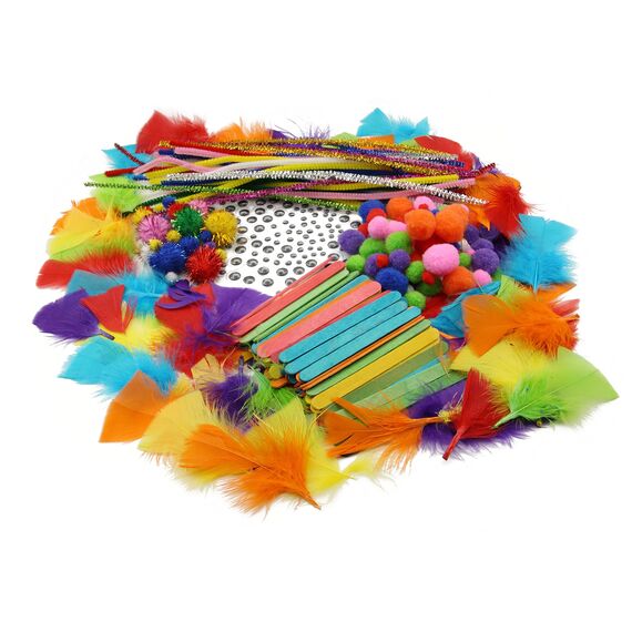 Grafix Bastelsachen Set für Kinder | Basic Craft Bastelset | Bastelmaterial | Bastelbox | Kinderbastellset für Jungen und Mädchen | Kids Giant Craft Box