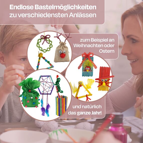 Grafix Bastelsachen Set für Kinder | Basic Craft Bastelset | Bastelmaterial | Bastelbox | Kinderbastellset für Jungen und Mädchen | Kids Giant Craft Box