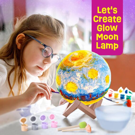 Bastelset Kinder Mond Lampe Malset, Basteln Mädchen 6-12 Jahre, 3D Nachtlicht, DIY MondLampe Bastelset Kreativ Set für Kinder, Halloween Weihnachten Geschenke für Mädchen 6-12 Jahre