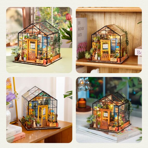 Rolife DIY Miniature House Miniatur Haus Bausatz Selber Bauen mit LED Licht Deko 3D Holzpuzzle Modellbausatz Diorama Modellbau Bastelset für Erwachsene Frauen Kinder