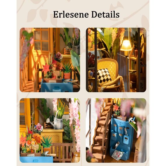 ROWOOD Book Nook Kit Gartenhaus, DIY Booknook Diorama Buchstütze Modellbausatz 3D Puzzle Aus Holz - Miniatur Haus Kit Bastelset Geschenke