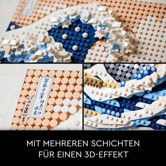 LEGO 31208 Art Hokusai – Große Welle, 3D Japanische Wanddeko, Bastelset, gerahmte Ozean-Leinwand, Hobbys für Erwachsene, DYI, Home- und Büro-Deko
