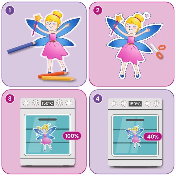 Smowo® 10 Schrumpffolien mit Einhorn Motiven & Schlüsselanhängern - Zauberhaftes Bastelset für Mädchen - Schrumpfende Plastikfolien mit 100 schönen Designs