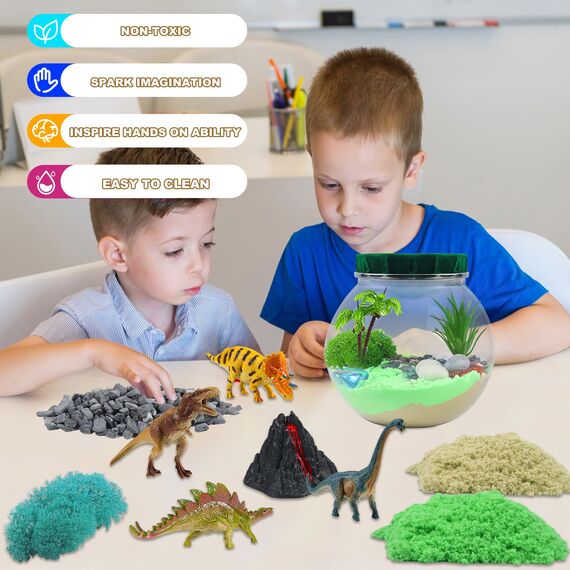 Dinosaurier Spielzeug, DIY Dinosaurier Terrarium Set mit Timing Fernbedienung und farbigen Lichtern, Nachtlicht Selber Basteln Kinder, Wissenschaftliche Bastelsets, Weihnachten Geschenke für Jungen