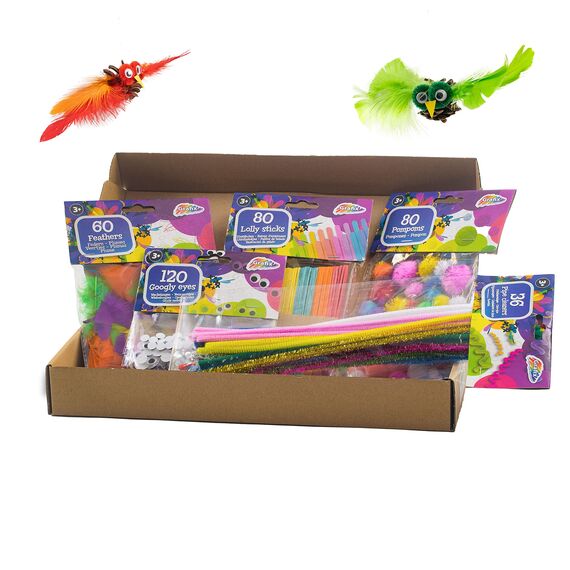 Grafix Bastelsachen Set für Kinder | Basic Craft Bastelset | Bastelmaterial | Bastelbox | Kinderbastellset für Jungen und Mädchen | Kids Giant Craft Box