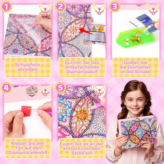 Geschenk Mädchen 5-6-7-8-9 Jahre: Basteln Mädchen 5 6 7 8 9 10 Jahre Diamond Painting Schmuckkästchen Bastelset Kinder Spielzeug ab 6-10 Jahre Mandala Geschenke für Madchen Geburtstag Geschenkideen