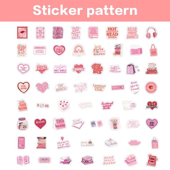 120 Rosa Aufkleber, Aesthetic Kindle Aufkleber, für Wasserflaschen, Scrapbook, Journal, Laptop, Buchgeschenke für Frauen, Mädchen