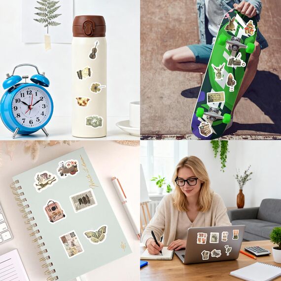 230 Stück Vintage Aufkleber, Sticker Aesthetic, Wasserfeste Vinyl Aufkleber für DIY Journal Scrapbook Sticker Fotoalbum Craft Notebook Aesthetic Deko