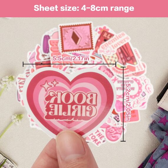 120 Rosa Aufkleber, Aesthetic Kindle Aufkleber, für Wasserflaschen, Scrapbook, Journal, Laptop, Buchgeschenke für Frauen, Mädchen