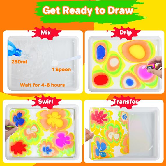 Lobyoh Basteln Kinder 6 7 8 9 10 Jahre, Marmorierfarbe 12 Farben, Bastelset für Mädchen ab 6 Jahre, Kreativ Set Mädchen ab 11 12 Jahre
