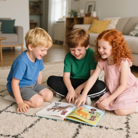 4 Roll Tier Sticker Kinder Stickers,Tieraufkleber Runde Cartoon Tier Aufkleber,Tiersticker Wasserdicht Tiersticker zum Aufkleben Kinder,Selbstklebende Stickerrolle für Scrapbook Laptop Trinkflasche