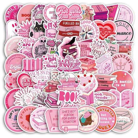 120 Rosa Aufkleber, Aesthetic Kindle Aufkleber, für Wasserflaschen, Scrapbook, Journal, Laptop, Buchgeschenke für Frauen, Mädchen