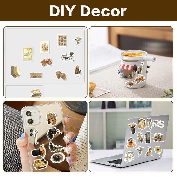 110 Stück Vintage Aufkleber, Aesthetic Kindle Aufkleber, für Journaling Fotoalbum Scrapbooking Stickers, DIY Basteln Aesthetic Deko