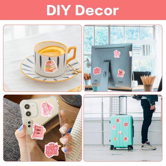 120 Rosa Aufkleber, Aesthetic Kindle Aufkleber, für Wasserflaschen, Scrapbook, Journal, Laptop, Buchgeschenke für Frauen, Mädchen