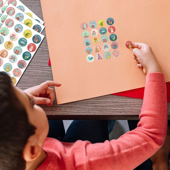 1600 Stück Tier Belohnungsaufkleber, 25mm Motivationsaufkleber für Kinder, 32 Muster Selbstklebende Lehrer Belohnung Aufkleber, Deutsch Belohnungssticker Reward Stickers Tieraufkleber für Lehrerbedarf