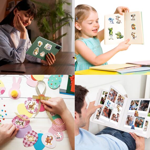 6 Bögen Tier Glitzer Sticker Kinder, Tiere Sticker Glitzer Aufkleber Kinder, Holografische Aufkleber Wasserfest Tiersticker für Skateboard Helme Kühlschränke Tischplatten Basteln Tieraufkleber