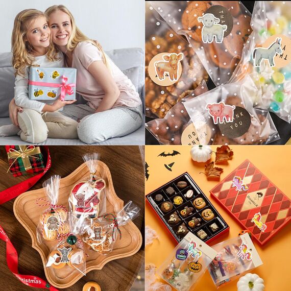 4 Roll Tier Sticker Kinder Stickers,Tieraufkleber Runde Cartoon Tier Aufkleber,Tiersticker Wasserdicht Tiersticker zum Aufkleben Kinder,Selbstklebende Stickerrolle für Scrapbook Laptop Trinkflasche