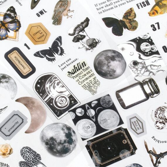 Scrapbooking Sticker Set, Scrapbooking Aufkleber, Dekorative Journal Fotoalbum Aufkleber Stickers Zubehor Selbstklebend fur DlY Scrapbook Kalender Notizbuch Fotobuch