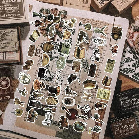 110 Stück Vintage Aufkleber, Aesthetic Kindle Aufkleber, für Journaling Fotoalbum Scrapbooking Stickers, DIY Basteln Aesthetic Deko