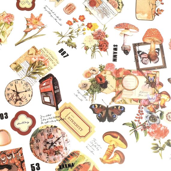 Vintage Scrapbooking Aufkleber Set, Scrapbooking Sticker, Dekorative Journal Fotoalbum Aufkleber Stickers Zubehör Selbstklebend für DIY Notizbuch Fotobuch Tagebuch Journaling