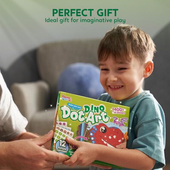 Klever Kits Dot Art Aktivität, Dot It Dinosaurier, Sticker Bastelset für Kinder, Diy Bastelset Zum Basteln Kit,Geburtstagsgeschenke für Kinder ab 3+ Jahren, Flugzeug-Reisespielzeug